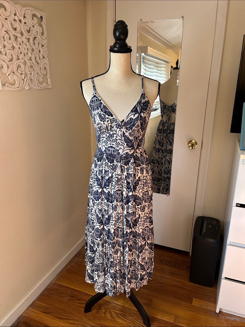 Navy & White Floral Sundress - Lightweight Spaghetti Strap Dress